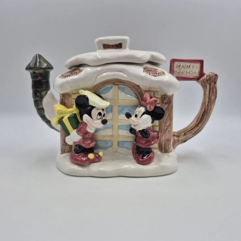 Vintage Disney Christmas “Santa's Workshop” Mickey and Minnie Holiday Teapot